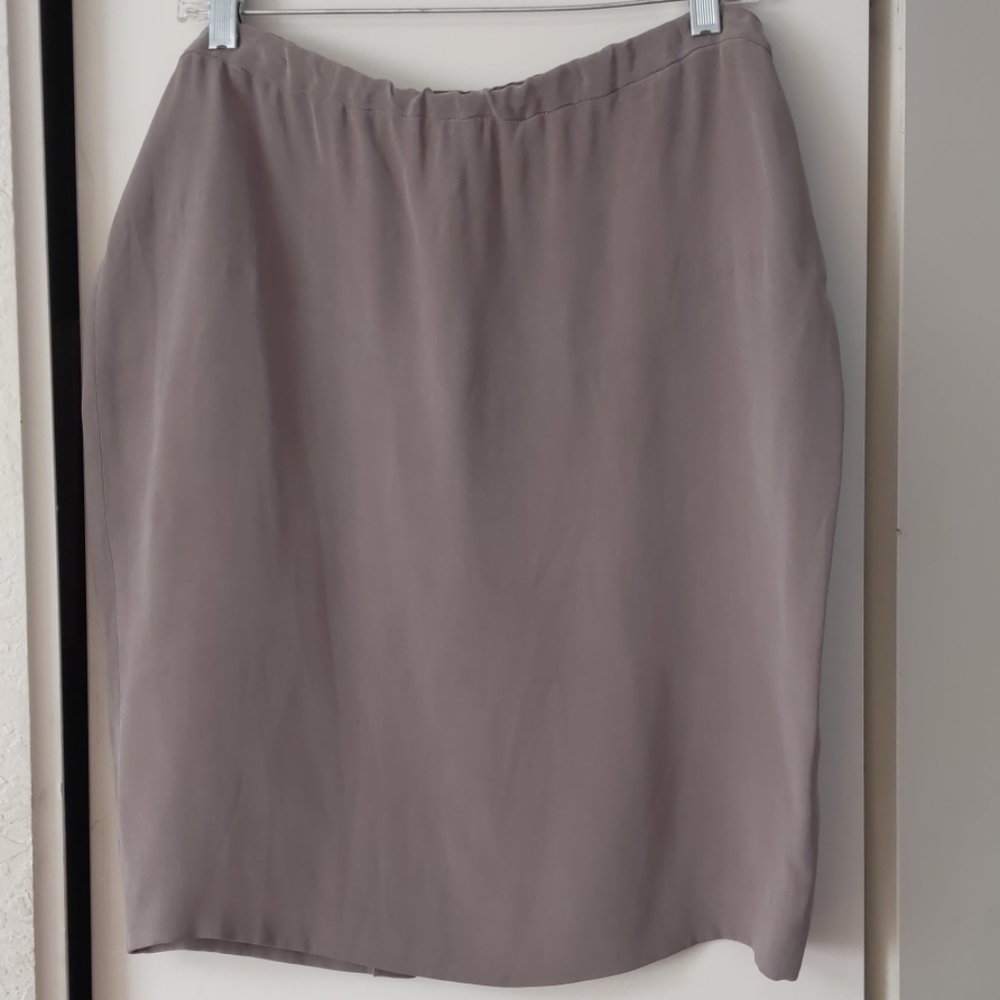Silk, straight, taupe skirt